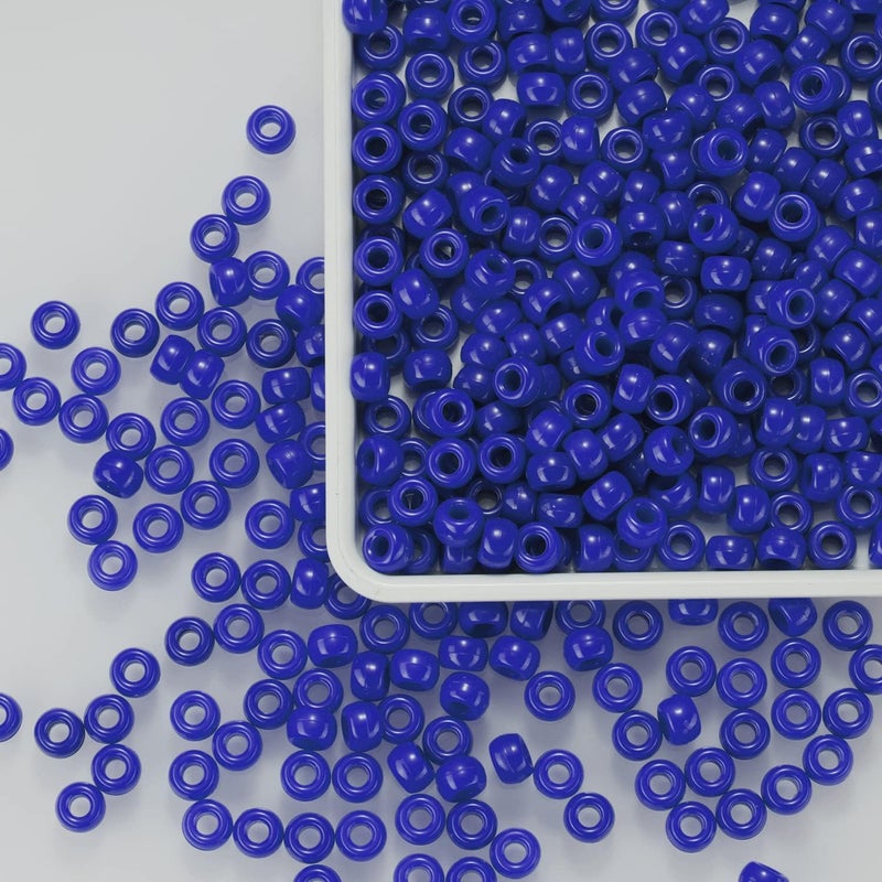 FINEWEN Blue Pony Beads(1200Pcs 6x9mm) Hair Beads,Pony Beads Bulk,Beads for Bracelets Making,Beads for Hair Braids - Image 3